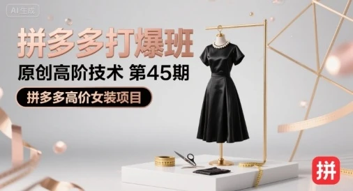 【精】拼多多打爆班原创高阶技术第45期，拼多多高价女装项目-项目资料商城