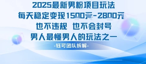 2025最新男粉项目玩法每天变现1k+也不违规也不会封号男人最懂男人的玩法-项目资料商城