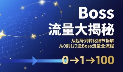 【精】Boss流量大揭秘，从起号到转化细节拆解，从0到1打造Boss流量全流程-项目资料商城