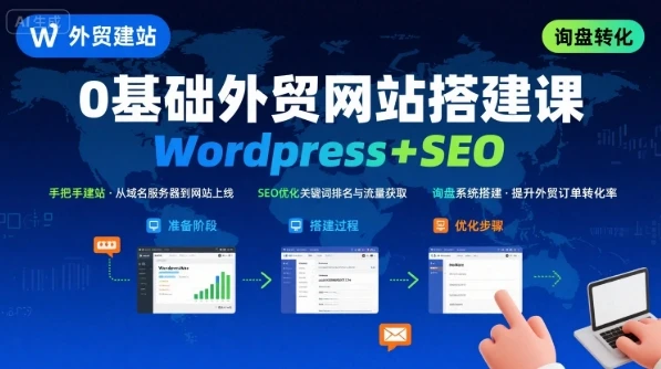 【精】WordPress外贸建站+SEO优化课程，手把手教你从0到1搭建可获得询盘的外贸网站-项目资料商城