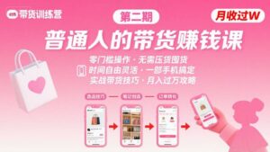 【精】小红书带货第二期训练营，普通人月收过W的带货课，时间自由，零门槛无压货，一部手机即可操作-项目资料商城