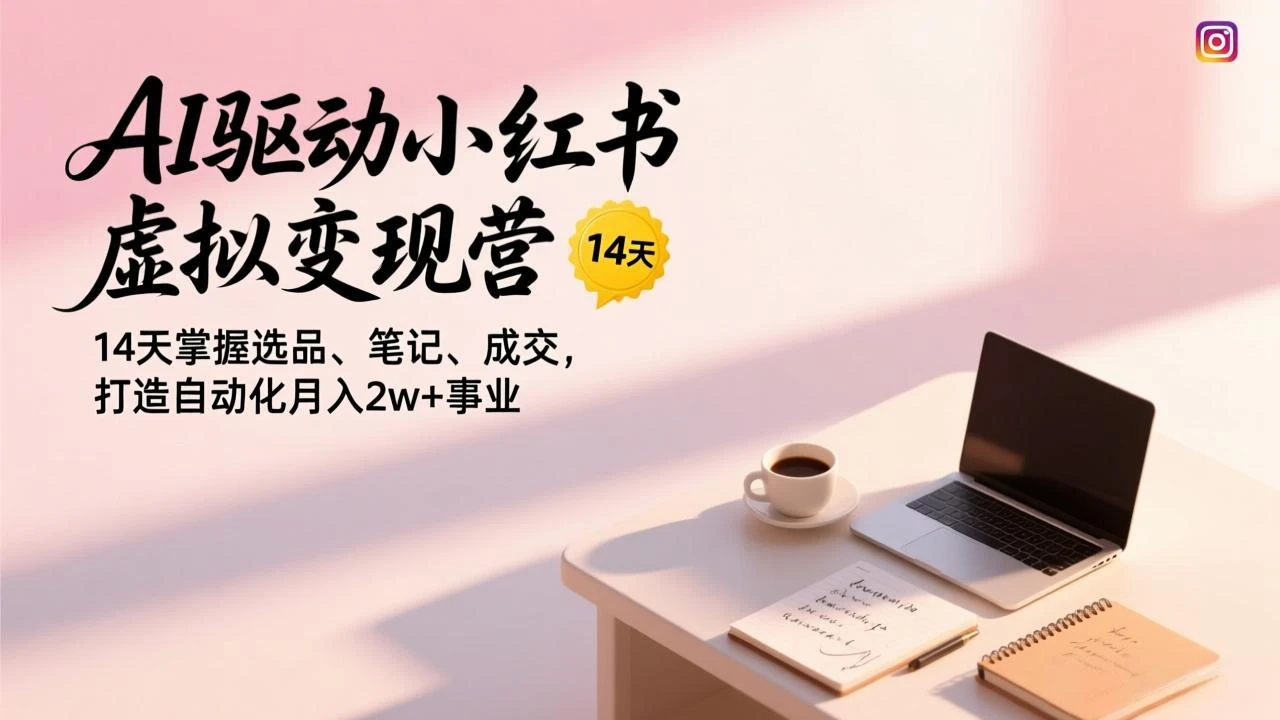 【精】AI驱动小红书虚拟变现营，14天掌握选品、笔记、成交，打造自动化月入2w+事业-项目资料商城