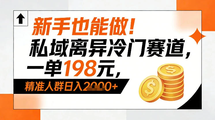 新手也能做！私域离异冷门赛道，一单198，精准人群日入1k+-项目资料商城