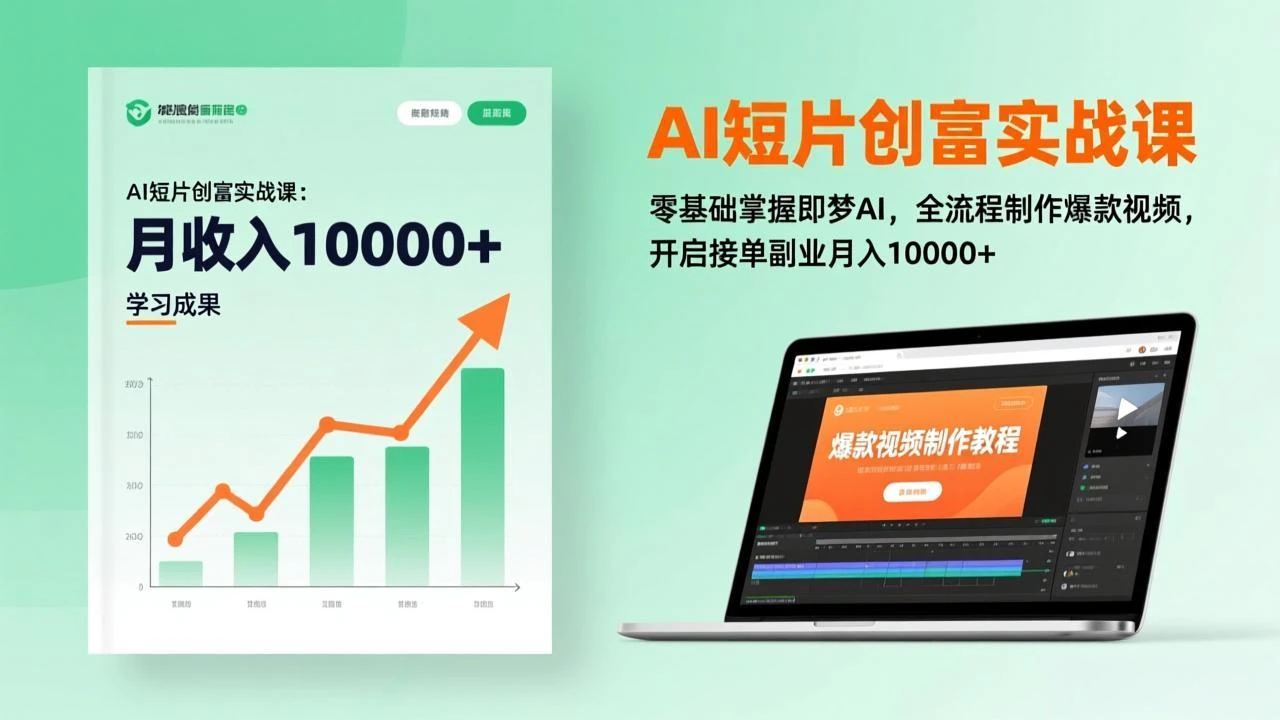 【精】AI短片创富实战课：零基础掌握即梦AI，全流程制作爆款视频，开启接单副业月入10000+(更新)-项目资料商城