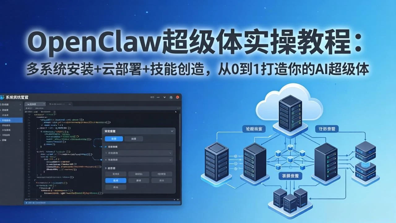 【精】OpenClaw-小龙虾 AI超级体实战指南：多系统安装+云部署+技能创造，从0到1构建你的被动收入项目-项目资料商城