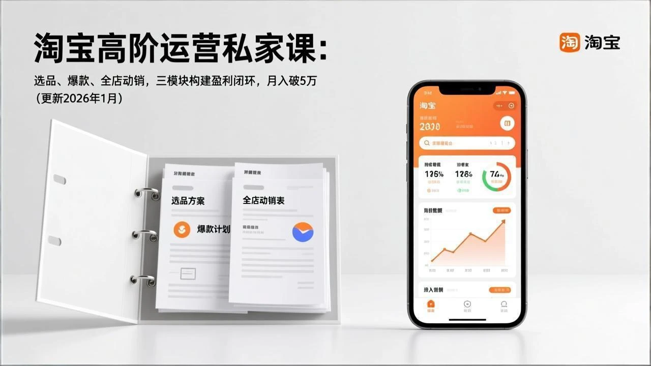 【精】淘宝高阶运营私家课：选品、爆款、全店动销，三模块构建盈利闭环，月入破5万（更新26年1月）-项目资料商城