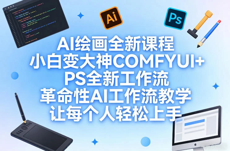 AI绘画全新课程，小白变大神COMFYUI+PS全新工作流，革命性AI工作流教学，让每个人轻松上手-项目资料商城