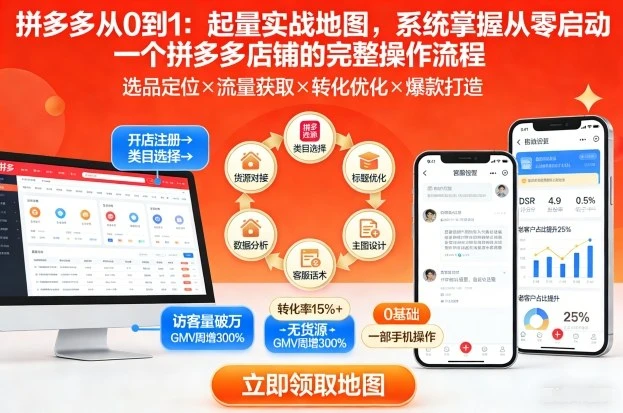 【精】拼多多从0到1：起量实战地图，系统掌握从零启动一个拼多多店铺的完整操作流程-项目资料商城