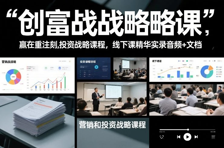 创富战略课，赢在重注时刻，营销和投资战略课程，线下课精华实录音频+文档-项目资料商城