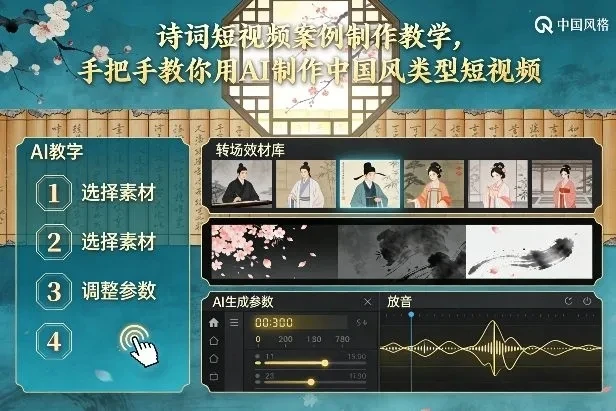 【精】古诗词短视频案例制作教学，手把手教你用AI制作中国风类型短视频-项目资料商城