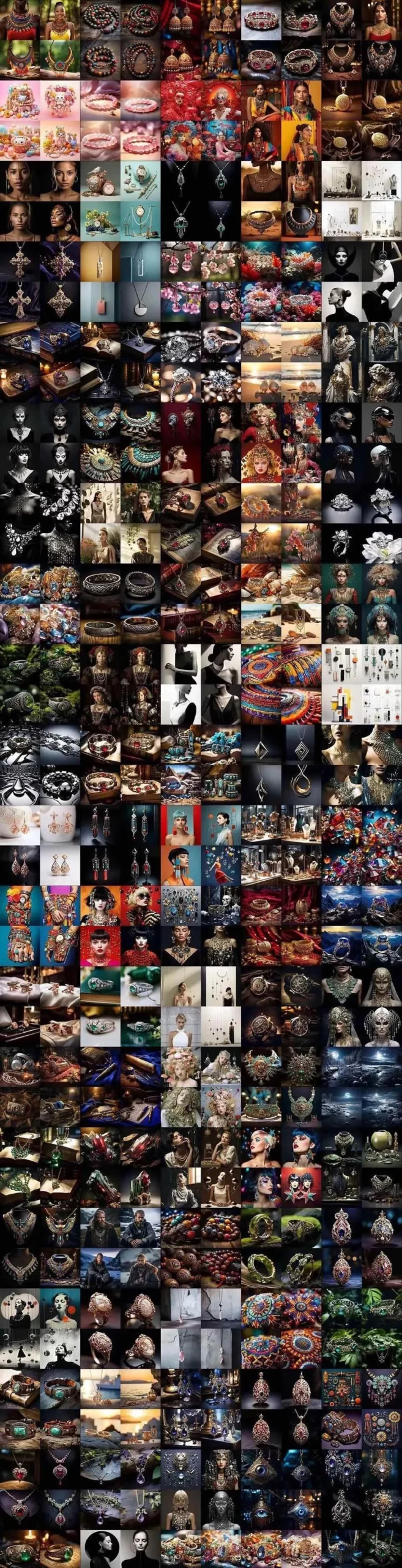 460+专业Midjourney珠宝摄影AI提示词+成效果图，戒指/项链/耳环/手链/宝石/及奢侈配饰等全品类-项目资料商城