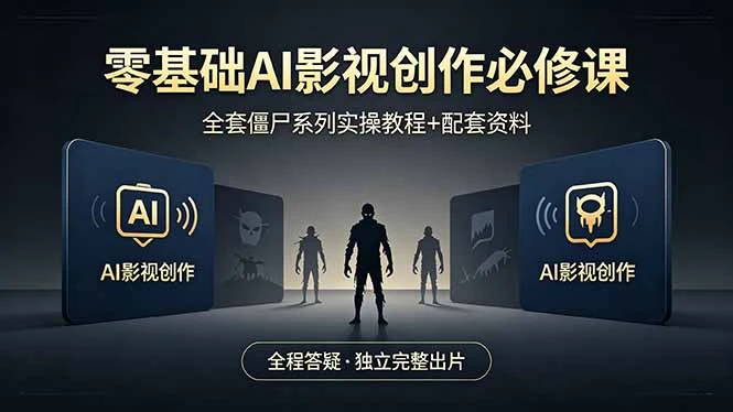 【精】零基础AI影视创作必修课，全套僵尸系列实操教程加配套资料，全程答疑带你独立完整出片-项目资料商城