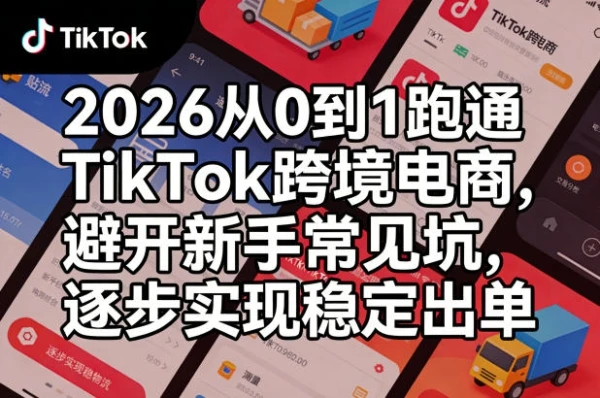 【精】2026从0到1跑通TikTok跨境电商，避开新手常见坑，逐步实现稳定出单（更新0414）-项目资料商城