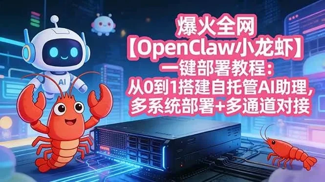 爆火全网【OpenClaw 小龙虾】一键部署教程：从0到1搭建自托管AI助理，多系统部署+多通道对接-项目资料商城