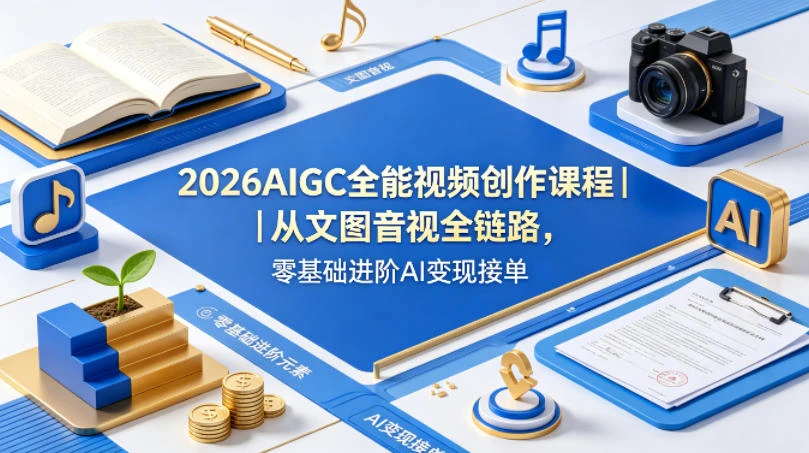 【精】2026AIGC全能视频创作课，8周吃透多赛道创作+变现，零基础也能高效出片接单-项目资料商城