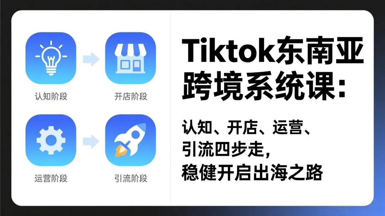 【精】TikTok东南亚跨境系统课：认知、开店、运营、引流四步走，稳健开启出海之路-项目资料商城