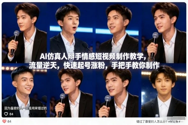 AI仿真人辩手情感短视频制作教学，流量逆天，快速起号涨粉，手把手教你制作-项目资料商城