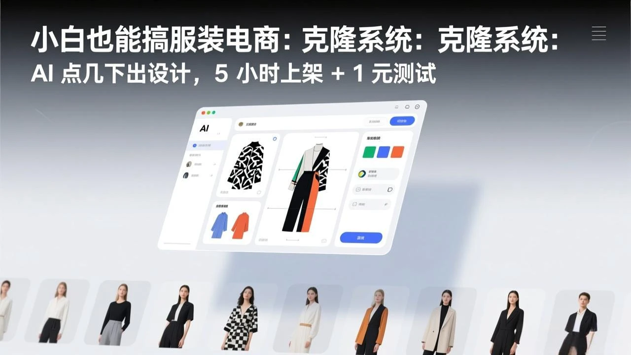 【精】小白也能搞服装电商：克隆系统：AI 点几下出设计，5 小时上架 + 1 元测试-项目资料商城