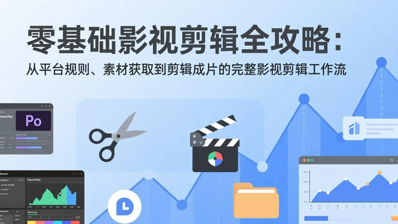 【精】零基础影视剪辑全攻略：从平台规则、素材获取到剪辑成片的完整影视剪辑工作流-项目资料商城