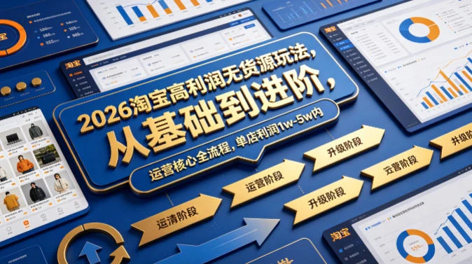 【精】2026淘宝高利润无货源玩法，从基础到进阶，运营核心全流程，单店利润1w-5w内-项目资料商城