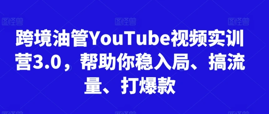 【精】阿蔺Leo跨境油管视频实训营3.0，帮助你稳入局、搞流量、打爆款（更新2025）-项目资料商城