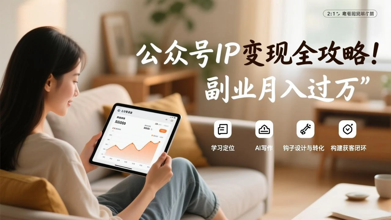 【精】公众号IP变现全攻略，学习定位、AI写作、钩子设计与转化，构建获客闭环，副业月入过万-项目资料商城