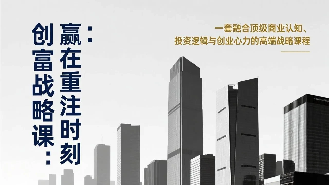 【精】创富战略课线下录音：赢在重注时刻，一套融合顶级商业认知、投资逻辑与创业心力的高端战略课程-项目资料商城