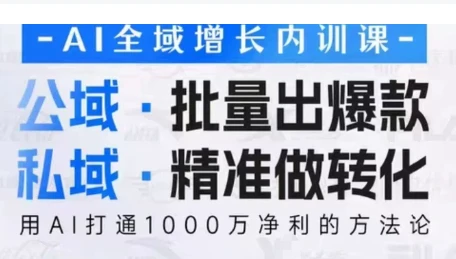 【精】2026AI全域增长内训课，公域批量出爆款，私域精准做转化，用AI打通1000W净利的方法论（更新）-项目资料商城