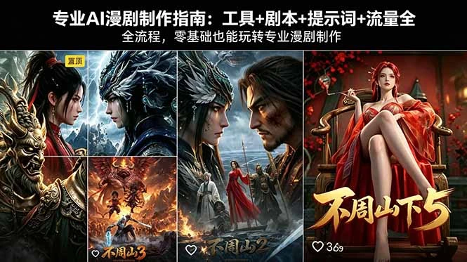 【精】专业AI漫剧制作指南：工具+剧本+提示词+流量全流程，零基础也能玩转专业漫剧制作-项目资料商城