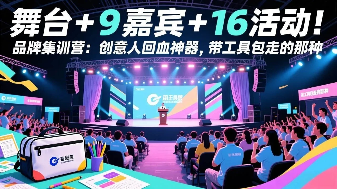 【精】舞台 + 9 嘉宾 + 16 活动！品牌集训营：创意人回血神器，带工具包走的那种-项目资料商城
