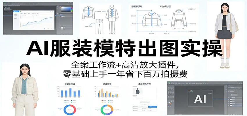AI服装模特出图实操：全案工作流+ 高清放大插件，零基础上手一年省下百万拍摄费-项目资料商城