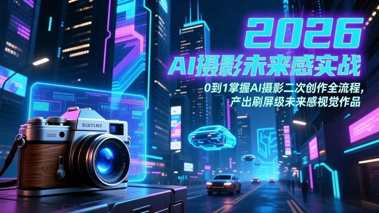 【精】2026 AI摄影未来感实战：0到1掌握AI摄影二次创作全流程，产出刷屏级未来感视觉作品-项目资料商城