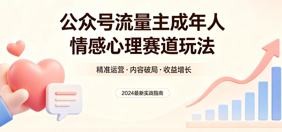 公众号流量主 | 成年人情感心理赛道，流量最大，受众最广的主流赛道之一，平均每2篇就有1篇万爆文章！-项目资料商城