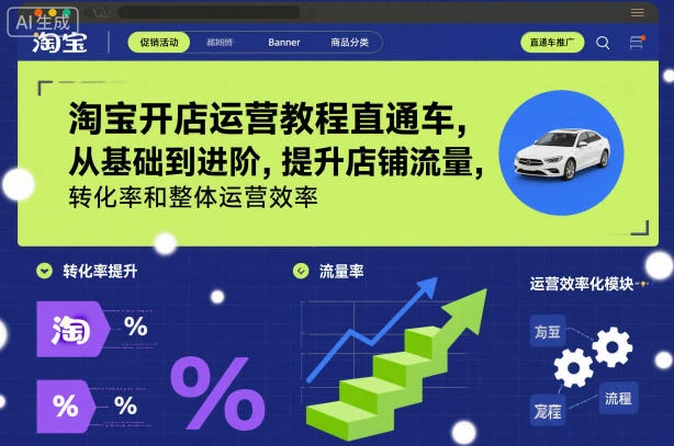 【精】淘宝开店运营教程直通车，从基础到进阶，提升店铺流量，转化率和整体运营效率(更新26年1月)-项目资料商城