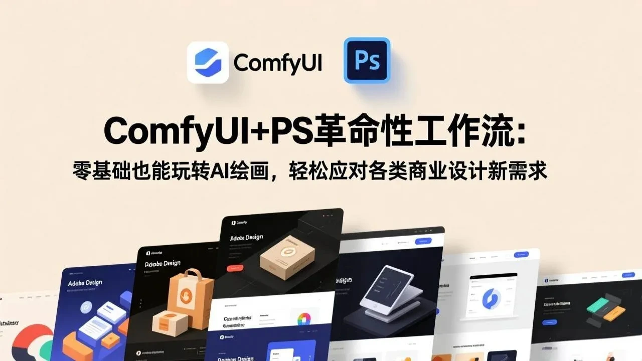 【精】ComfyUI+PS革命性工作流：零基础也能玩转AI绘画，轻松应对各类商业设计新需求-项目资料商城