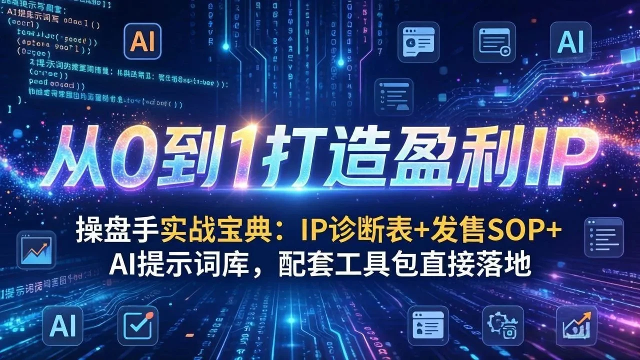 【精】操盘手实战宝典：IP诊断表+发售SOP+AI提示词库，配套工具包直接落地，从0到1打造盈利IP-项目资料商城