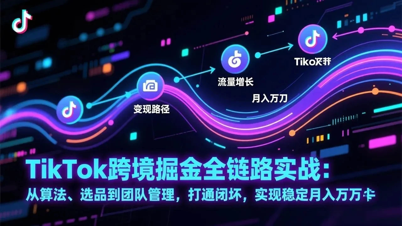 【精】TikTok跨境掘金全链路实战：从算法、选品到团队管理，打通闭环，实现稳定月入万刀-项目资料商城