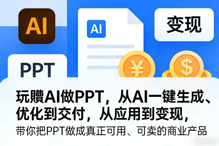 【精】玩赚AI做PPT 从生成优化到交付变现 零基础商业实战教程-项目资料商城