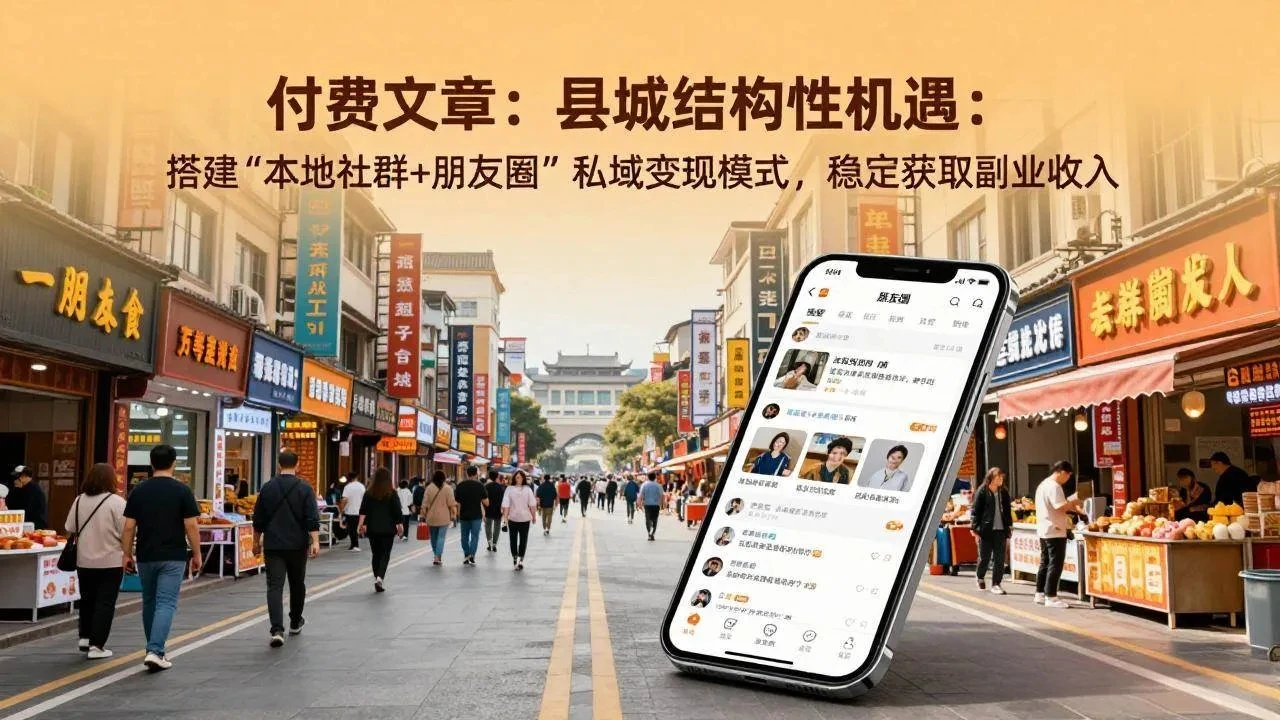 付费文章：县城结构性机遇：搭建“本地社群+朋友圈”私域变现模式，稳定获取副业收入-项目资料商城