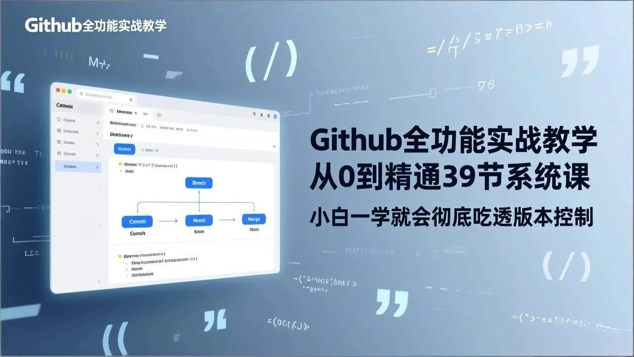 【精】GitHub-全功能实战教学，从0到精通39节系统课，小白一学就会彻底吃透版本控制-项目资料商城