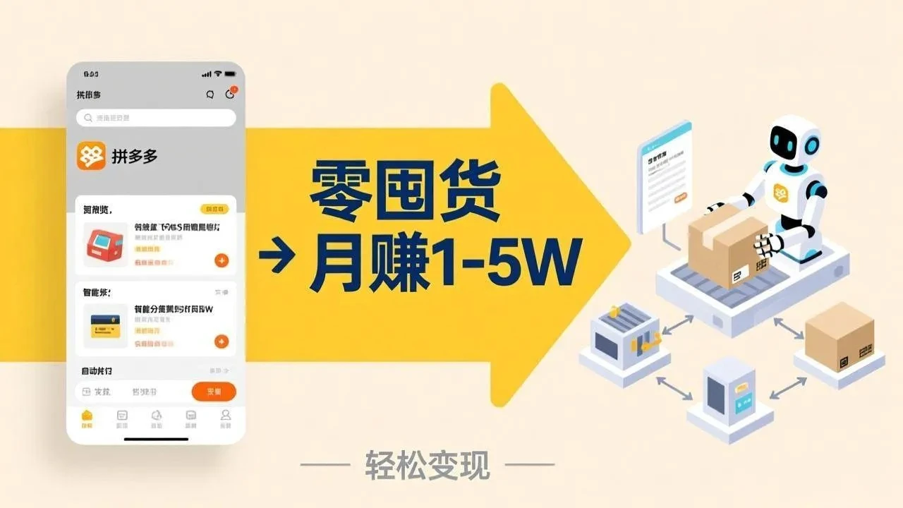 不用囤货不用跑单！拼多多虚拟玩法，机器人管理发货和客服，帮你月赚 1-5W-项目资料商城